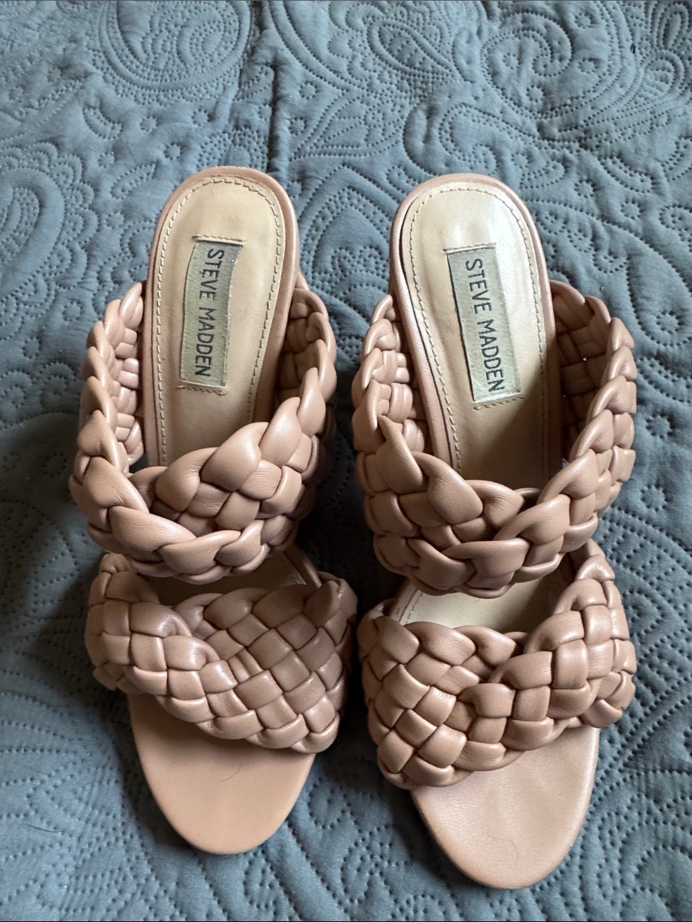 Steve Madden Braided Double-Strap Slide Sandals in Blush